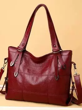 Сумка большая с двойной ручкой, бургундия