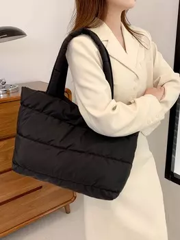 Сумка большая стеганая, черный