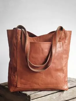 Сумка большая винтажная, коричневый