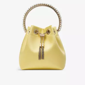 Сумка Bon bon из атласа с верхней ручкой, украшенная кристаллами Jimmy Choo, желтый