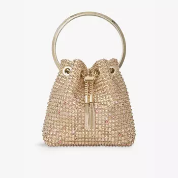 Сумка Bon bon из атласа, украшенная кристаллами Jimmy Choo, золотой
