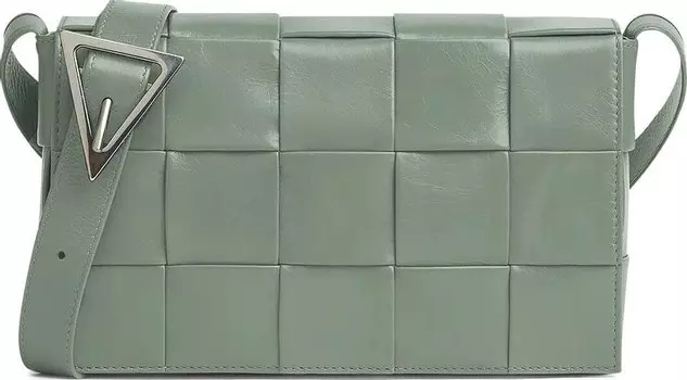 Сумка Bottega Veneta Intreccio Leather Cassette Bag New Sauge/Silver, серый