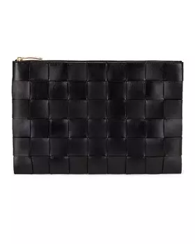 Сумка Bottega Veneta Large Cassette Flat Pouch, цвет Black & Gold