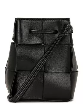 Сумка Bottega Veneta Mini Cassette Bucket, цвет Black & Gold