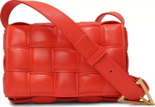 Сумка Bottega Veneta Padded Cassette Bag Sunburst/Gold, красный