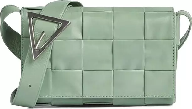 Сумка Bottega Veneta Paper Calf Mini Cassette Bag New Sauge/Silver, зеленый