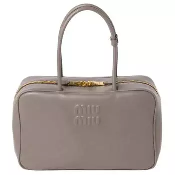 Сумка-боулинг Beau из телячьей кожи, женская, грязе-серая MIU MIU