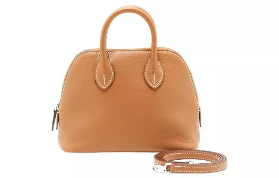 Сумка-боулинг Bolide Evercolor из телячьей кожи, сумка через плечо, мини-сумка, женская, золотистая HERMES