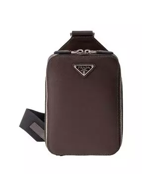 Сумка Brique из кожи Saffiano Prada, коричневый