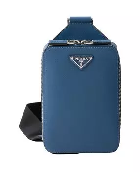Сумка Brique из кожи Saffiano Prada, синий