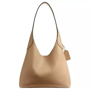 Сумка Brooklyn Grain Leather, большая женская сумка через плечо из латуни COACH
