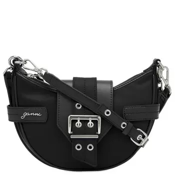 Сумка Bucky маленькая через плечо из нейлона Ganni, черный