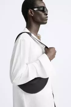 Сумка бумеранг кроссбоди ZARA, черный