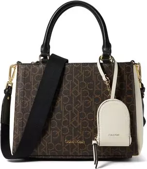 Сумка Calvin Klein Sanya Signature Satchel, цвет Brown/Khaki/Black/White
