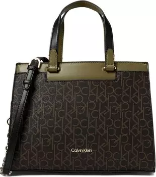 Сумка Calvin Klein Velora Signature Satchel, цвет Brown/Khaki/Black/Olive