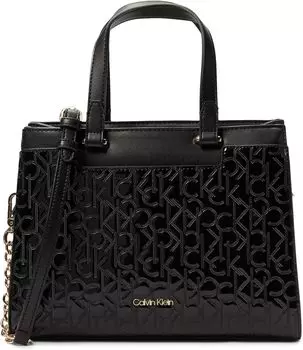 Сумка Calvin Klein Velora Signature Satchel, цвет Black/Gold