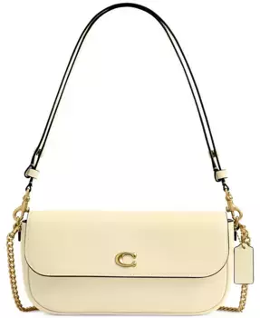 Сумка-цепочка Brook Small Leather Flap COACH, коричневый/бежевый