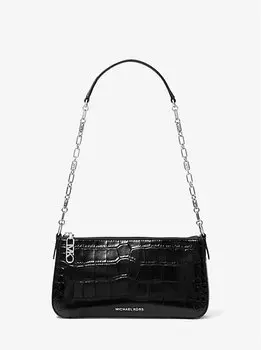 Сумка-цепочка Empire Medium из тисненой кожи под крокодила Michael Kors, черный