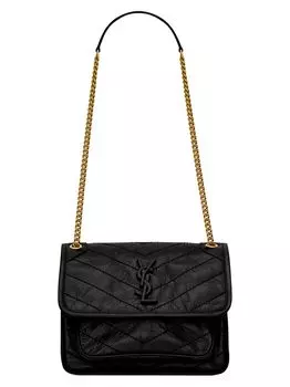 Сумка-цепочка Niki Baby из мятой винтажной кожи Saint Laurent