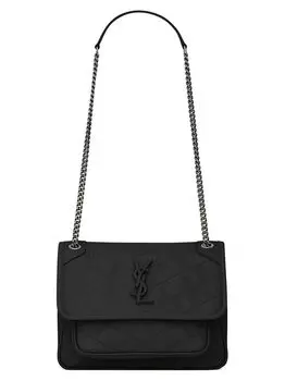 Сумка-цепочка Niki Baby из мятой винтажной кожи Saint Laurent