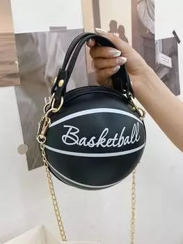Сумка-цепочка в форме баскетбольного мяча, черный
