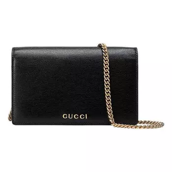 Сумка chain wallet with script 'black leather' Gucci, черный