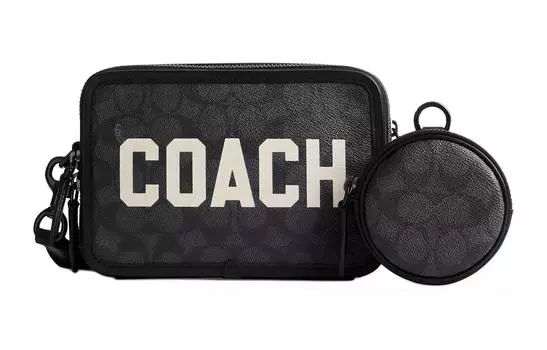 Сумка Charter Coated Canvas Crossbody, сумка через плечо, маленькая, мужская, многоцветная, антрацитового цвета COACH