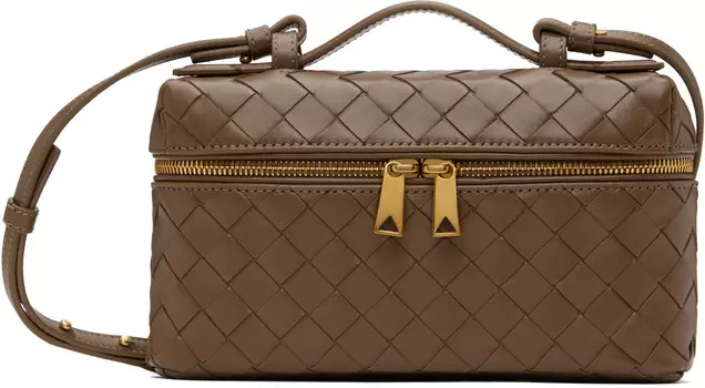 Сумка-чехол Bang Bang Vanity Case серо-коричневого цвета Bottega Veneta
