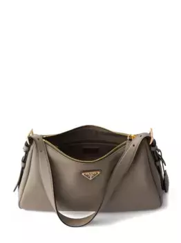 Сумка через плечо Aime с треугольным логотипом и кожаной ручкой Prada, серый