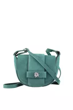 Сумка через плечо Allgu Rebell "Традиционная сумка", итальянская кожа с аппликацией в виде эдельвейса, зеленый