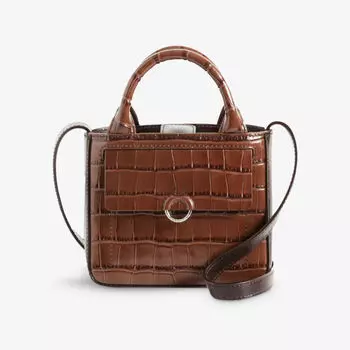 Сумка через плечо Anouck Nano из кожи под крокодила Claudie Pierlot, цвет bruns