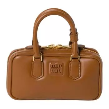 Сумка через плечо Arcadie Series из натуральной кожи, женская, коньячного цвета MIU MIU