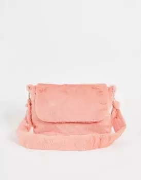 Сумка через плечо ASOS DESIGN из искусственного меха оранжевого цвета