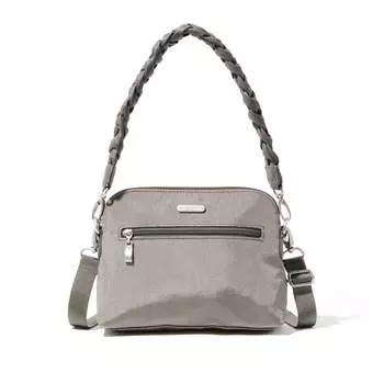 Сумка через плечо Baggallini Dome с плетеным ремешком, цвет Sterling Shimmer