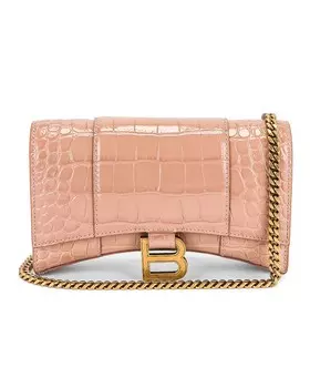 Сумка через плечо Balenciaga Hourglass Wallet On Chain, цвет Nude Beige