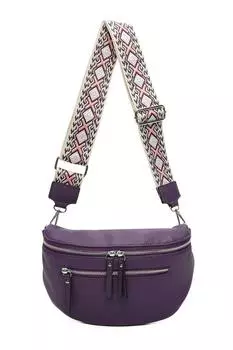 Сумка через плечо Bara из искусственной кожи с тройной молнией и холщовым ремешком Fontanella Fashion, фиолетовый