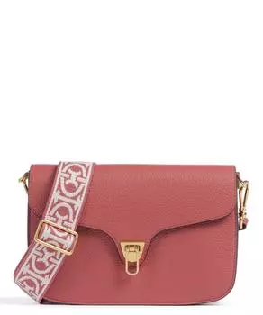 Сумка через плечо Beat из мягкой зернистой яловой кожи с лентой Coccinelle, розовый