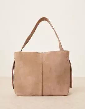 Сумка через плечо Becksondergaard Fraya из замши с ремнем через плечо в каменном цвете