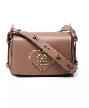 Сумка через плечо бежевого цвета с клапаном Love Moschino, бежевый