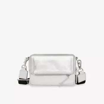 Сумка через плечо Bibi из металлизированной кожи на молнии Whistles, серебряный