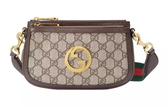 Сумка через плечо Blondie из кожи и холста с панелями, женская GUCCI