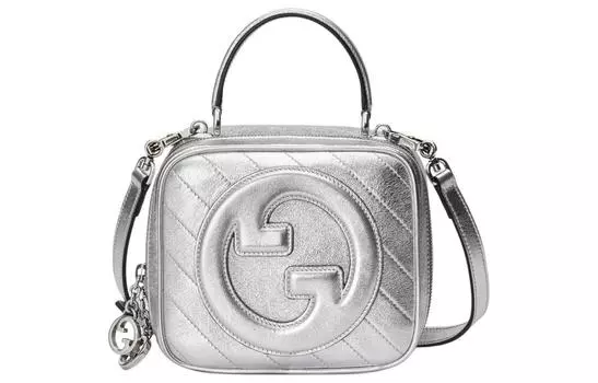 Сумка через плечо Blondie из кожи, женская, серебристая GUCCI
