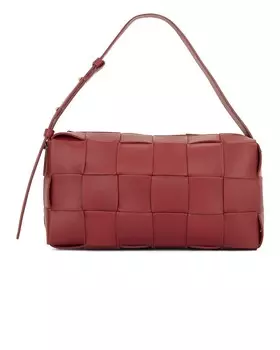 Сумка через плечо Bottega Veneta Cassette Camera, цвет Bordeaux & Gold
