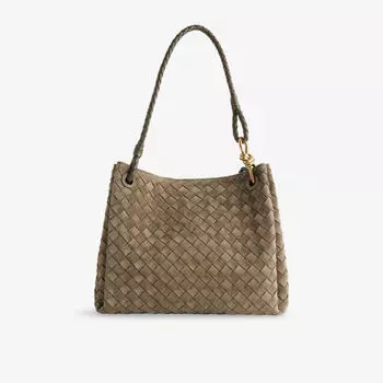 Сумка через плечо Bottega Veneta из замши плетеная, зеленый
