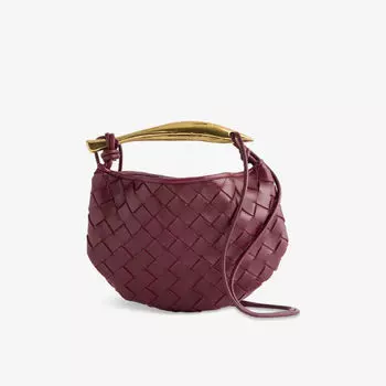 Сумка через плечо Bottega Veneta Sardine маленькая кожаная, бордовый