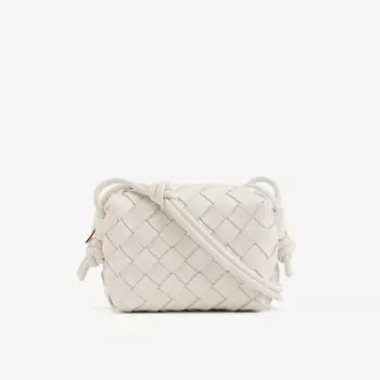 Сумка через плечо Candy Loop из кожи микро-интрекчато Bottega Veneta, белый