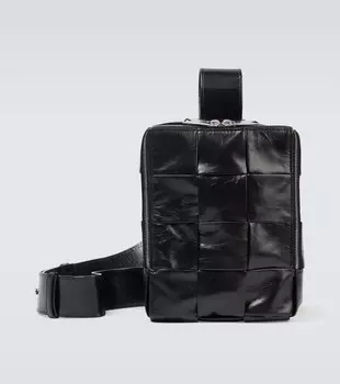 Сумка через плечо Cassette из кожи Bottega Veneta, черный