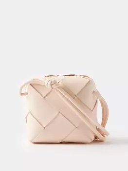 Сумка через плечо cassette mini из кожи intrecciato Bottega Veneta, бежевый