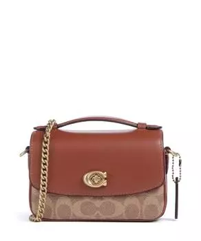 Сумка через плечо Cassie 17 мелкозернистая коровья кожа холст Coach, коричневый