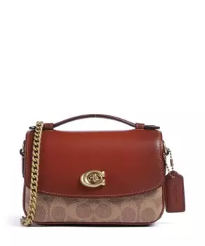 Сумка через плечо cassie 17 мелкозернистая яловая кожа, канвас Coach, коричневый